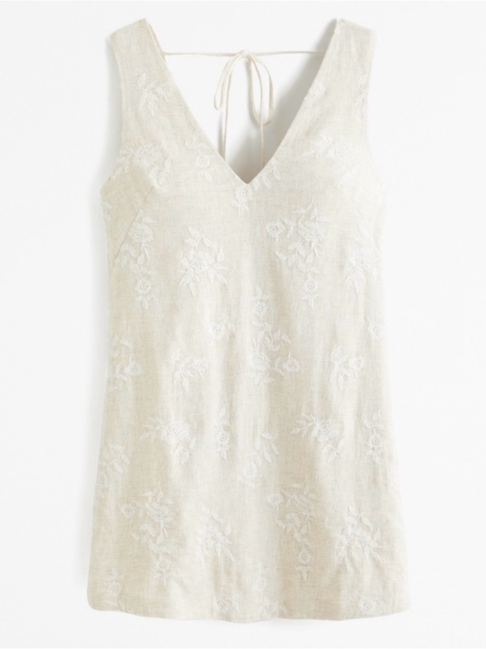 Abercrombie & Fitch Cream Embroidered V-Neck Mini Dress